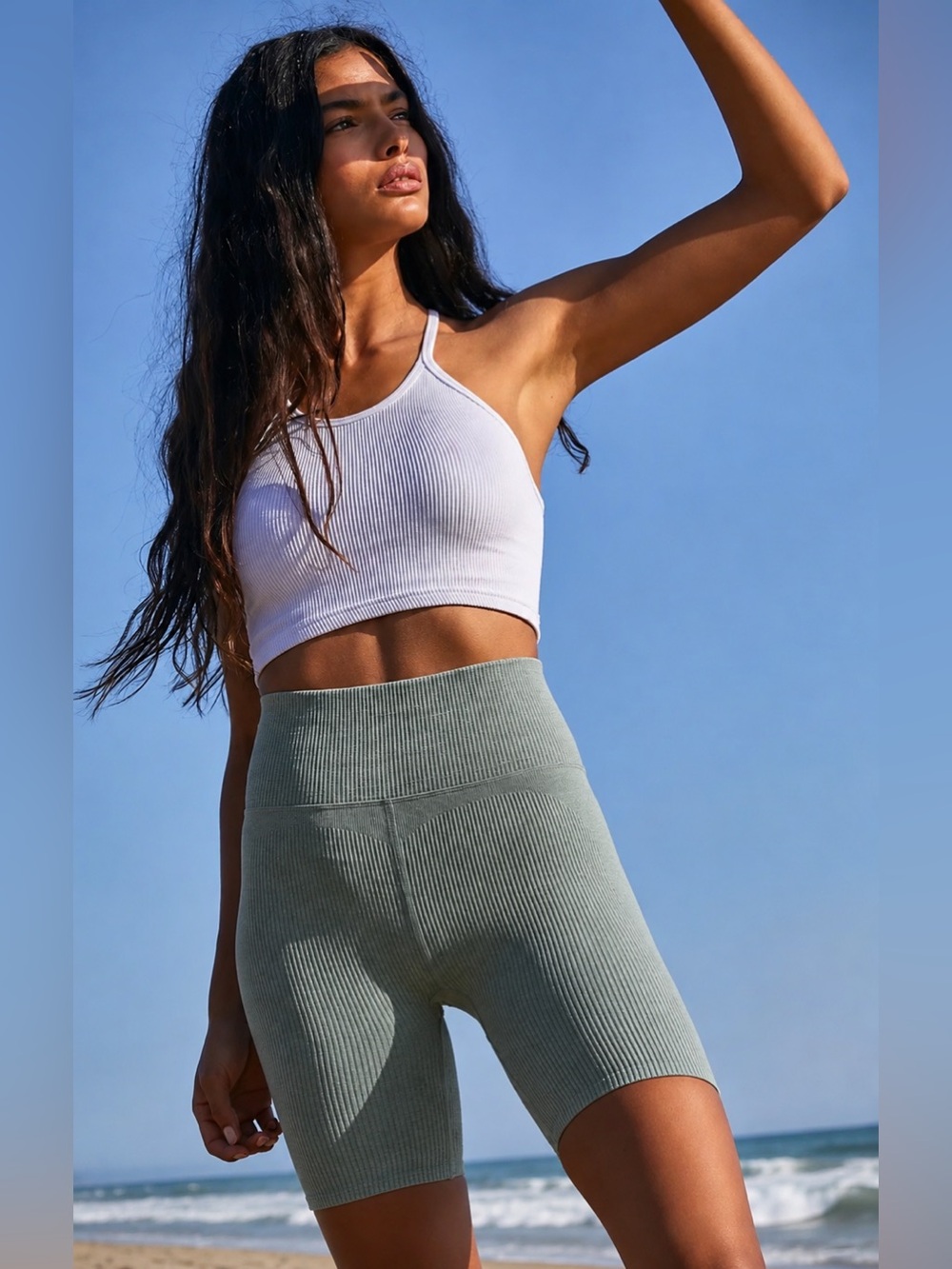 NWOT Free People Movement Happiness Runs Bike Shorts-Sage Green